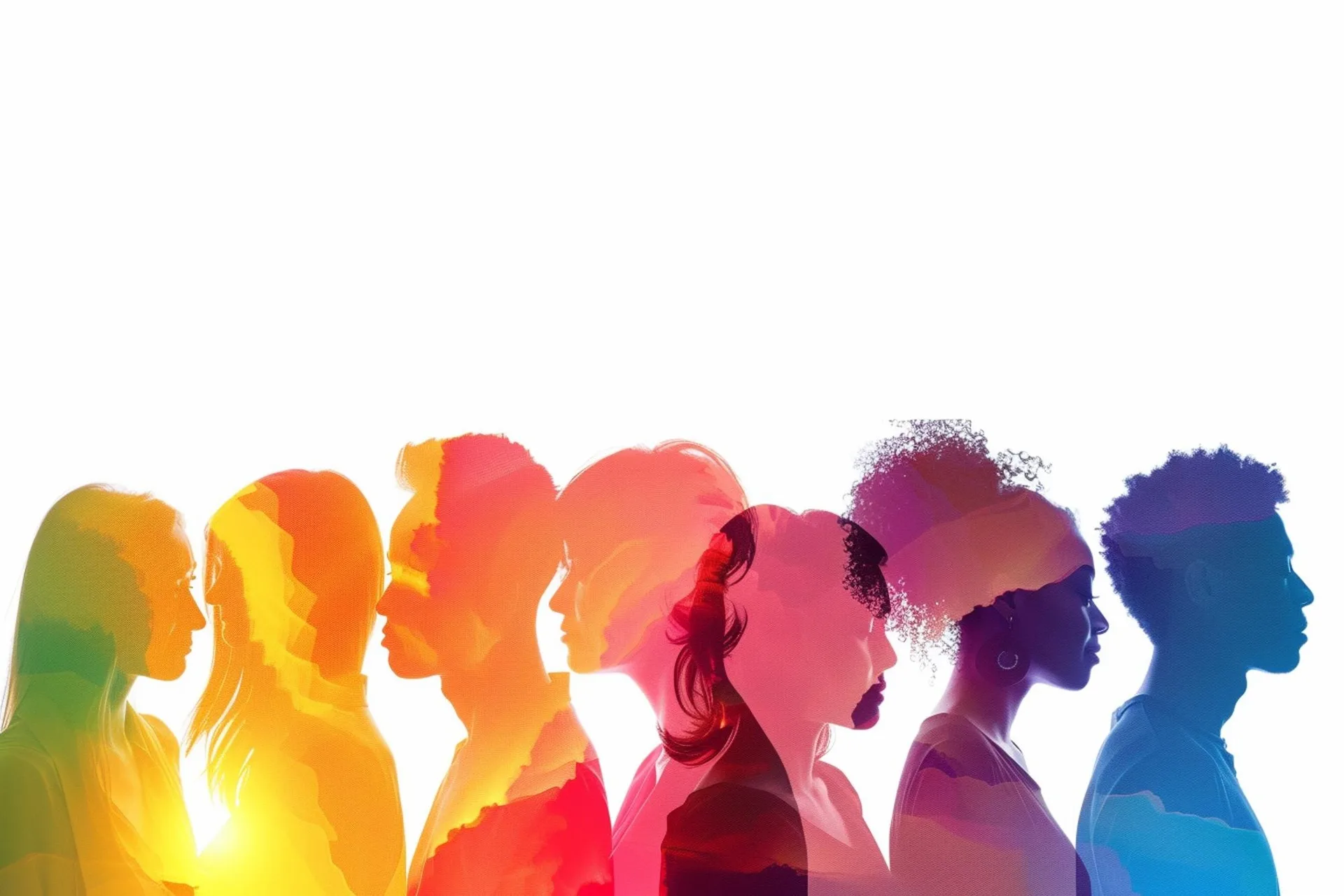 Overlapping colourful silhouettes of people