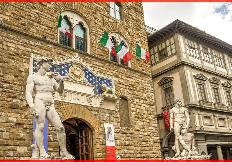 Palazzo Vecchio entrance and statues in Florence