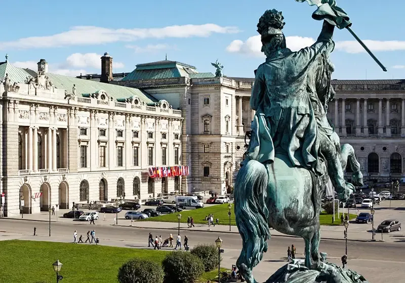 Hofburg Palace and an equestrian monument in Vienna