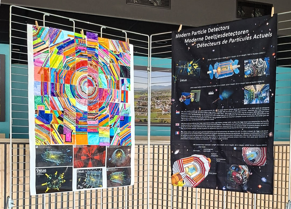 Colourful science and art exhibition panels