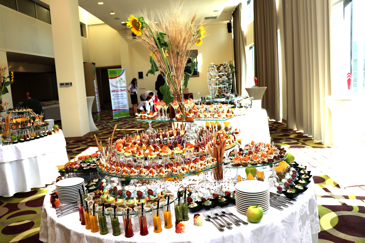A buffet prepared for a conference reception