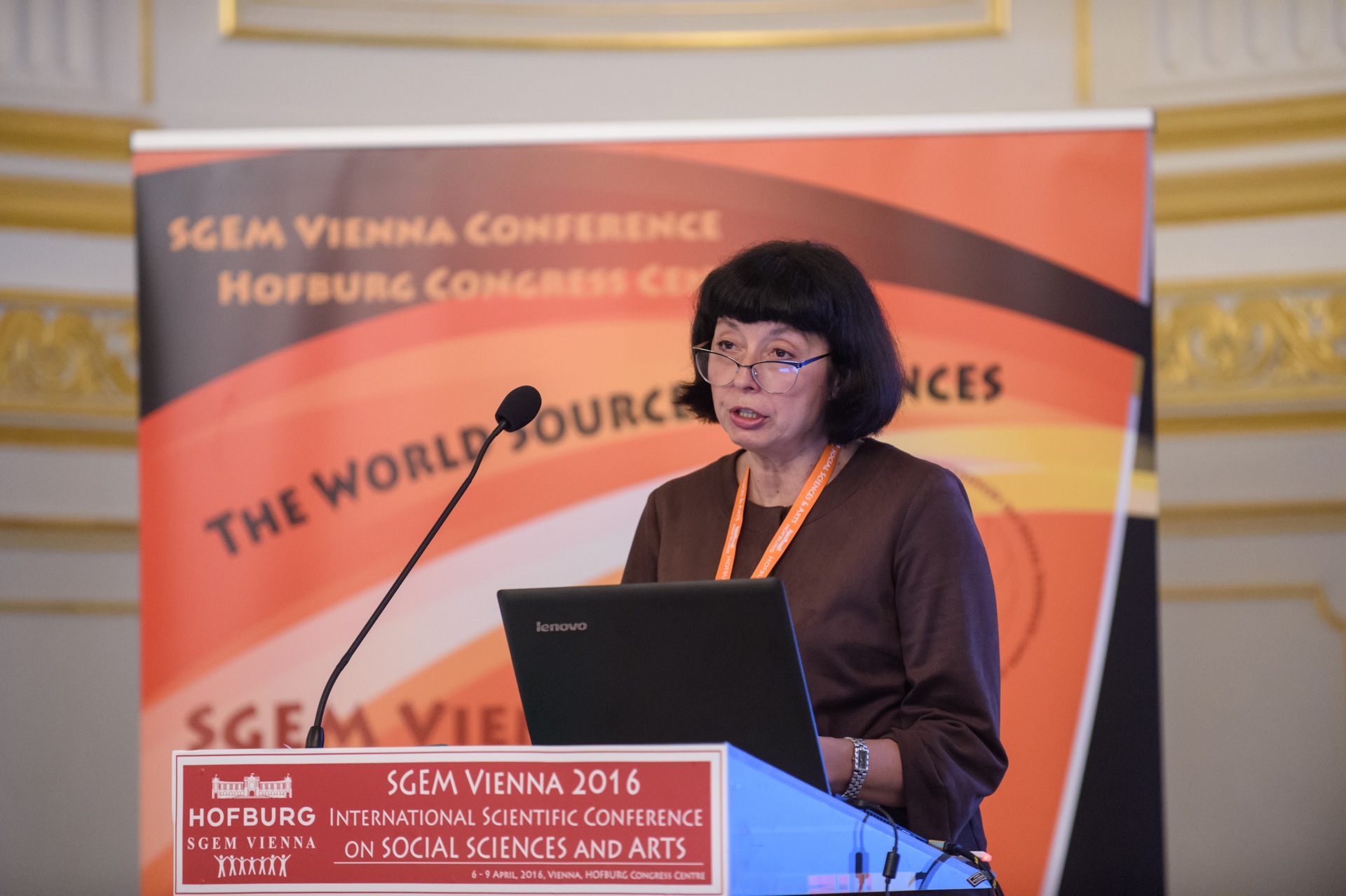 A speaker presenting at the SGEM Vienna 2016 conference
