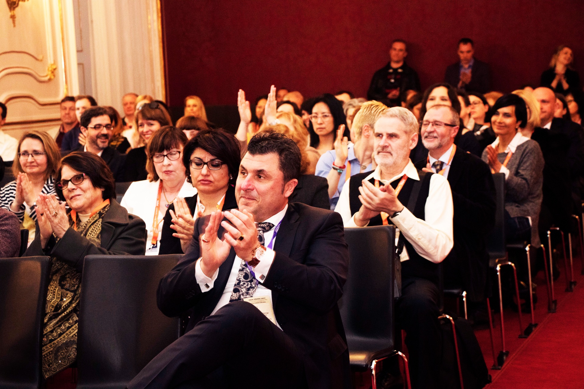 An SGEM audience applauding during an awards ceremony