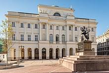 Polish Academy of Sciences building and monument