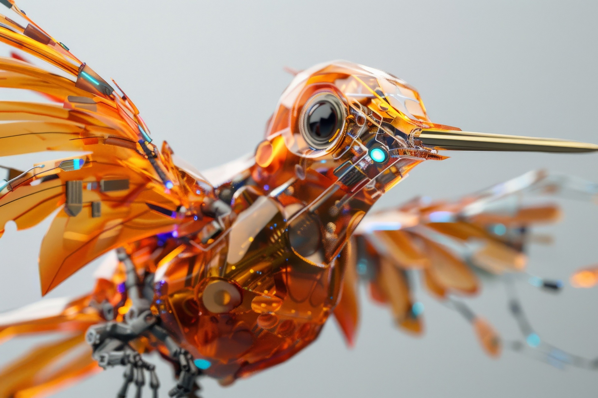 Illustration of a hummingbird constructed from electronic components