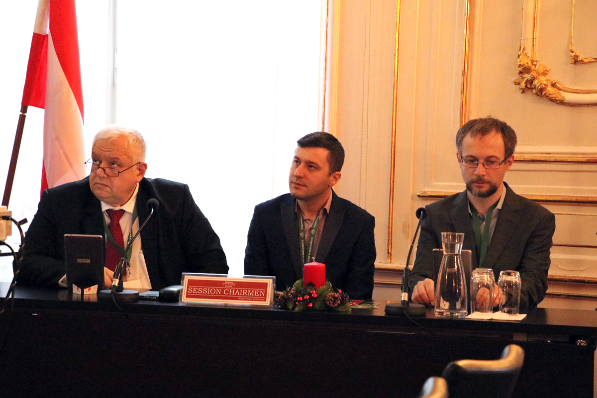 Three speakers at an SGEM conference panel table